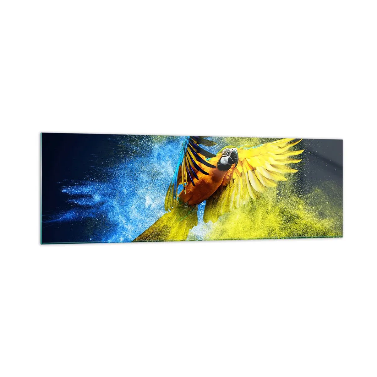 Obraz na skle - V modro-zlatém prachu - 160x50 cm