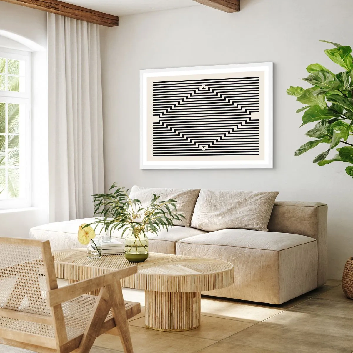 Plakát v bílém rámu - Geometrická iluze - 91x61 cm