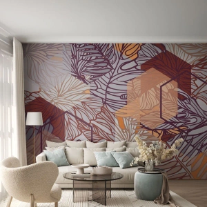 Fototapeta Standard Eco - Nemožný vztah mezi geometrií a přírodou - Abstrakce, Grafika, Listy - 250x175 cm