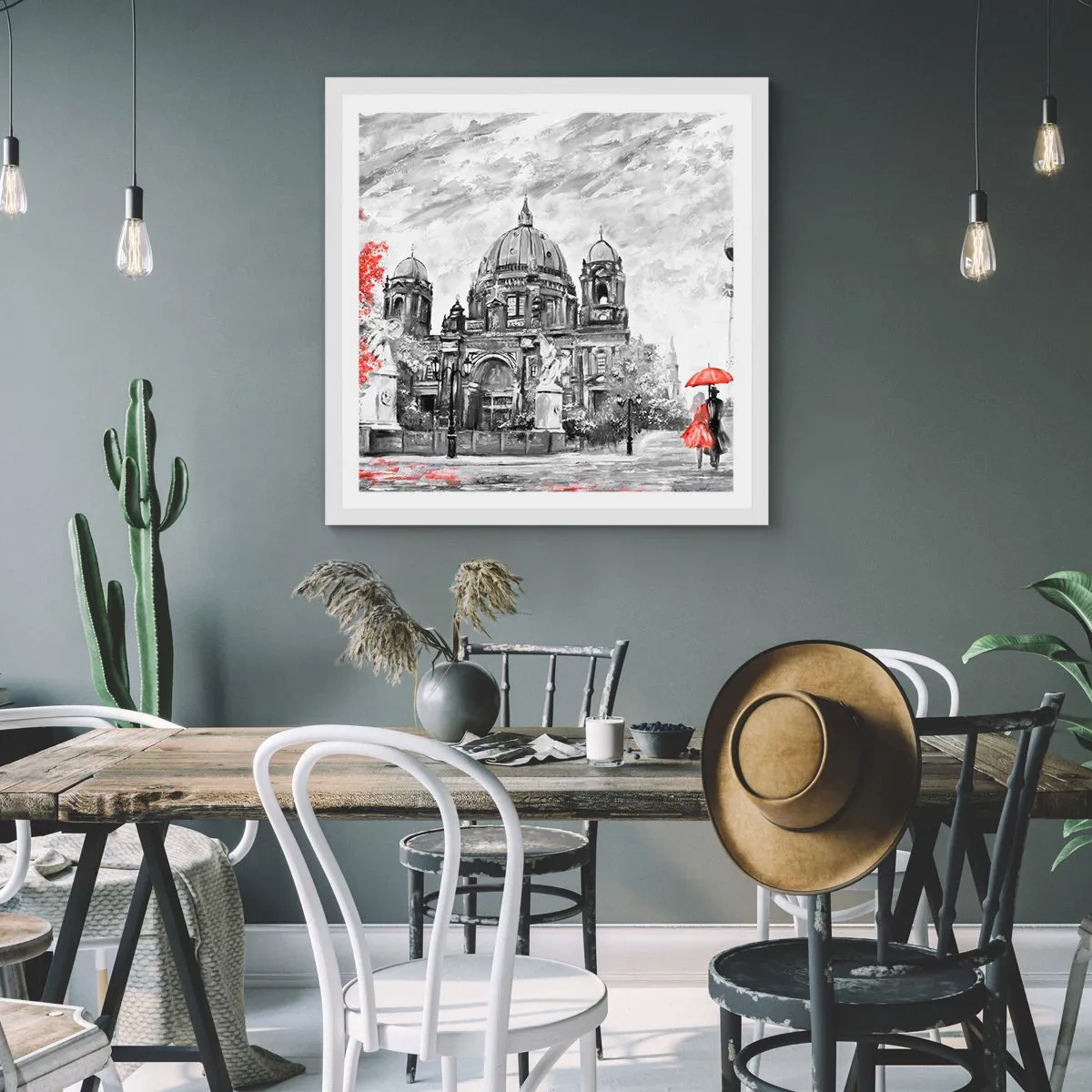 Plakát v bílém rámu - Berlínské setkání - 50x50 cm