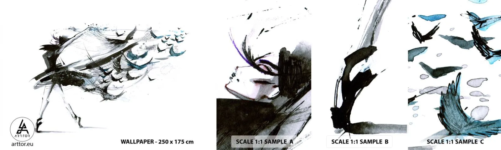 Vzor Fototapety Samolepicí Deluxe Sticker - Magie hudby uvolňuje od kouzla - Abstrakce, Žena, Tanec - 100x30 cm