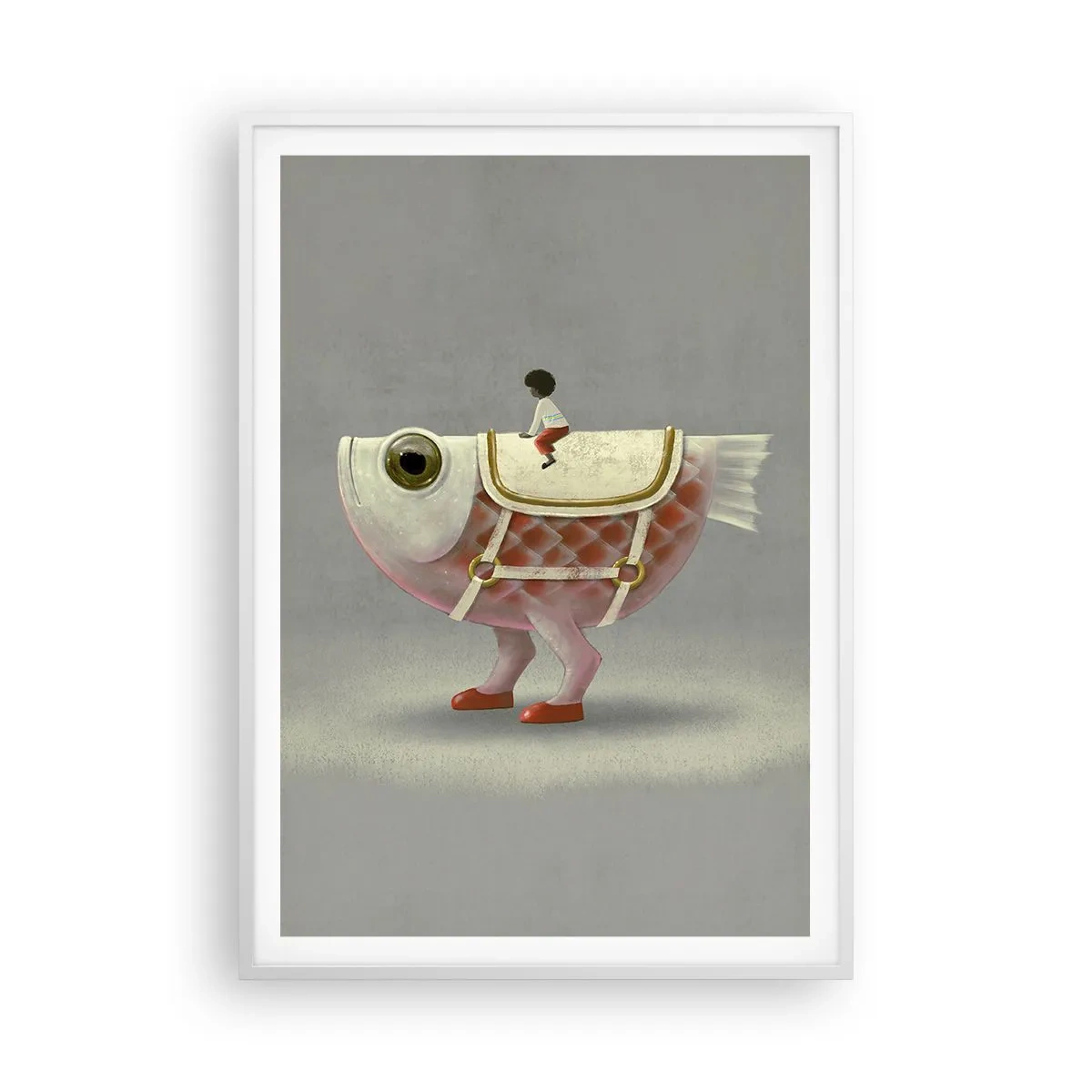 Plakát v bílém rámu - Rybí jezdec - 70x100 cm