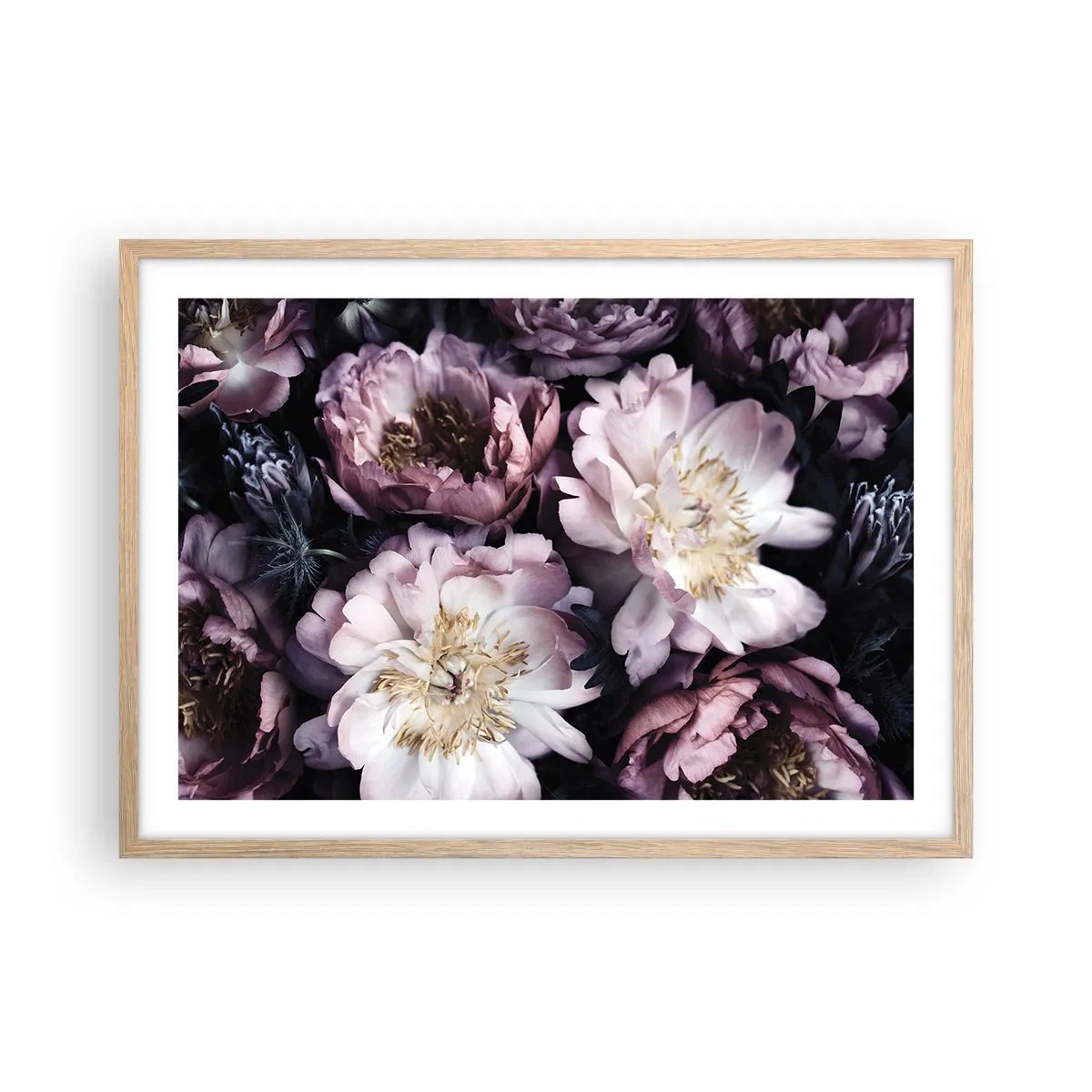 Plakát v rámu světlý dub - Kytice ve starém stylu - 70x50 cm