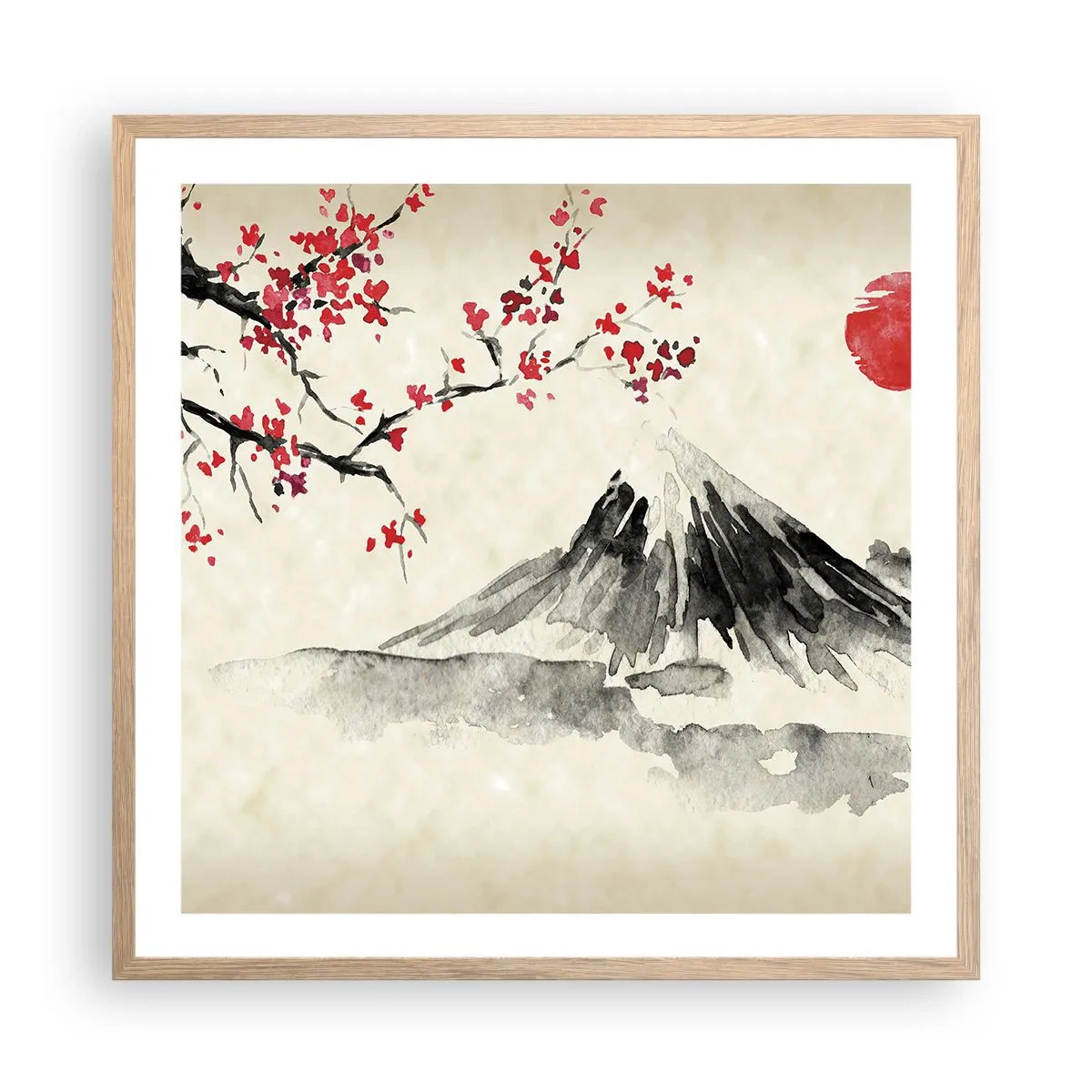 Plakát v rámu světlý dub - Zamilujte se do Japonska - 60x60 cm