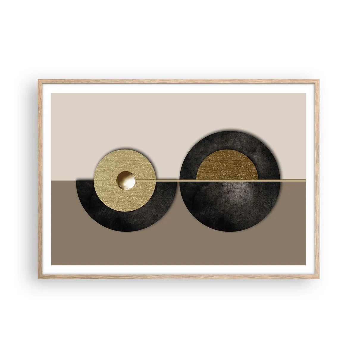 Plakát v rámu světlý dub - Variace kolem kruhu - 100x70 cm