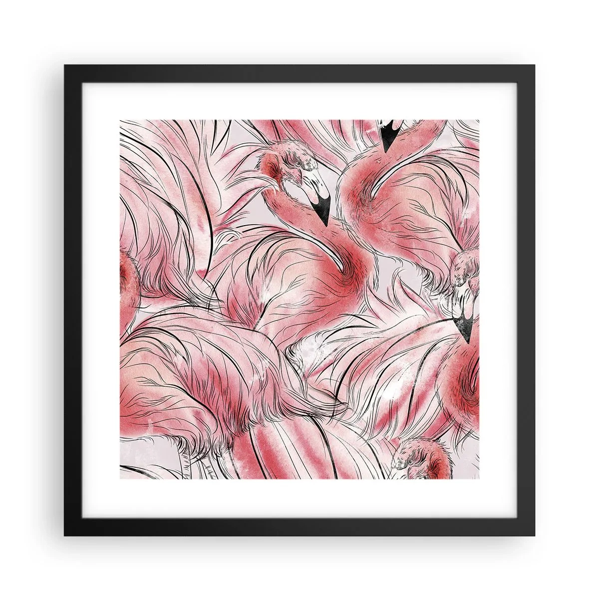 Plakát v černém rámu - Ptačí corps de ballet - 40x40 cm