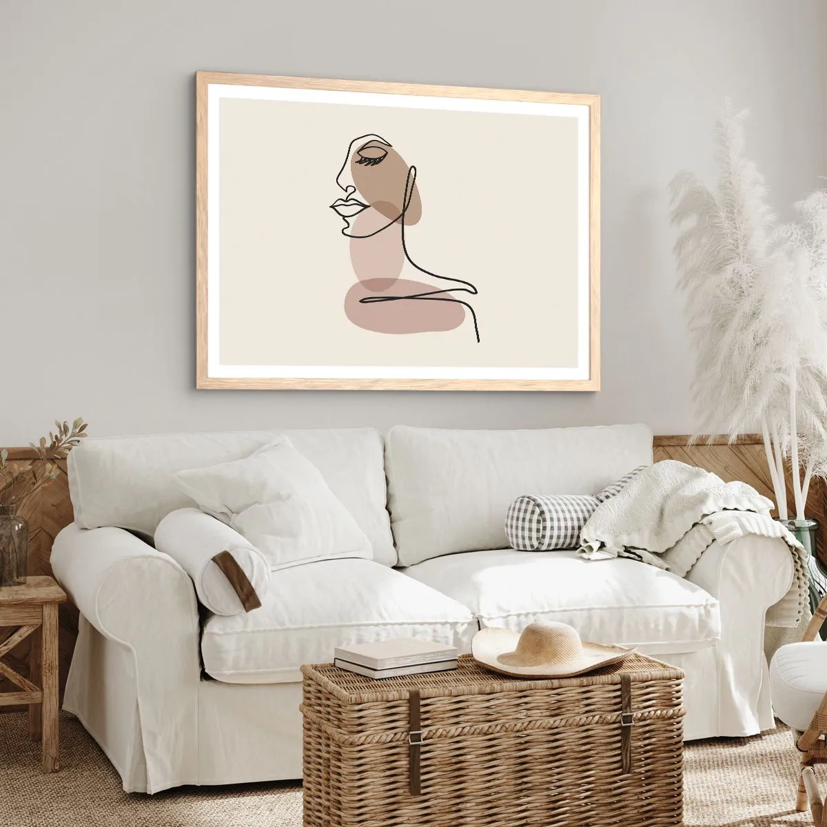 Plakát v rámu světlý dub - Určitá linie krásy - 100x70 cm
