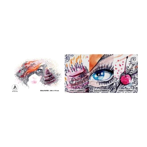 Vzor Fototapety Premium Canvas - S ní je každý den svátek - Abstrakce, ženská tvář, Dort - 100x30 cm