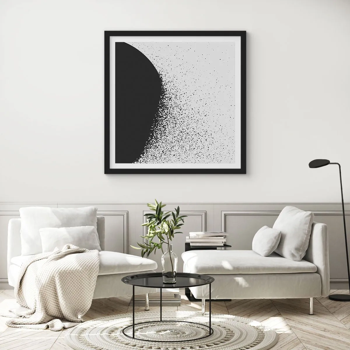 Plakát v černém rámu - Pohyb částic - 40x40 cm