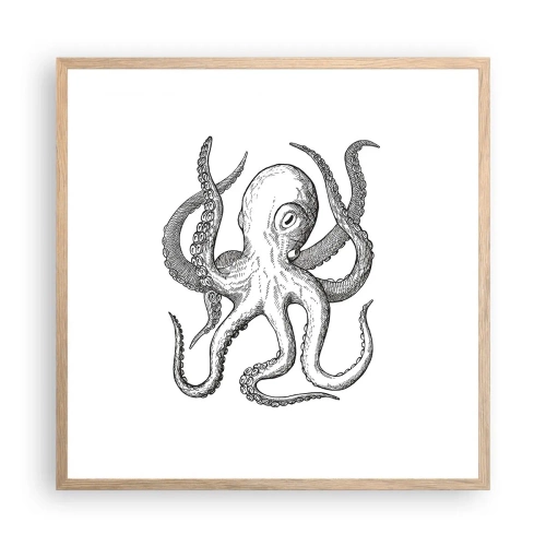 Plakát v rámu světlý dub - Tančící s vlnami - 60x60 cm