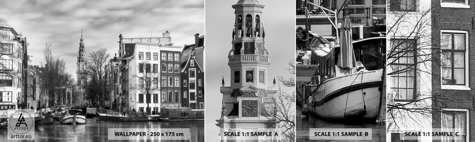 Vzor Fototapety Samolepicí Deluxe Sticker - Amsterdamské vibrace - Město, Amsterdam, Architektura - 100x30 cm