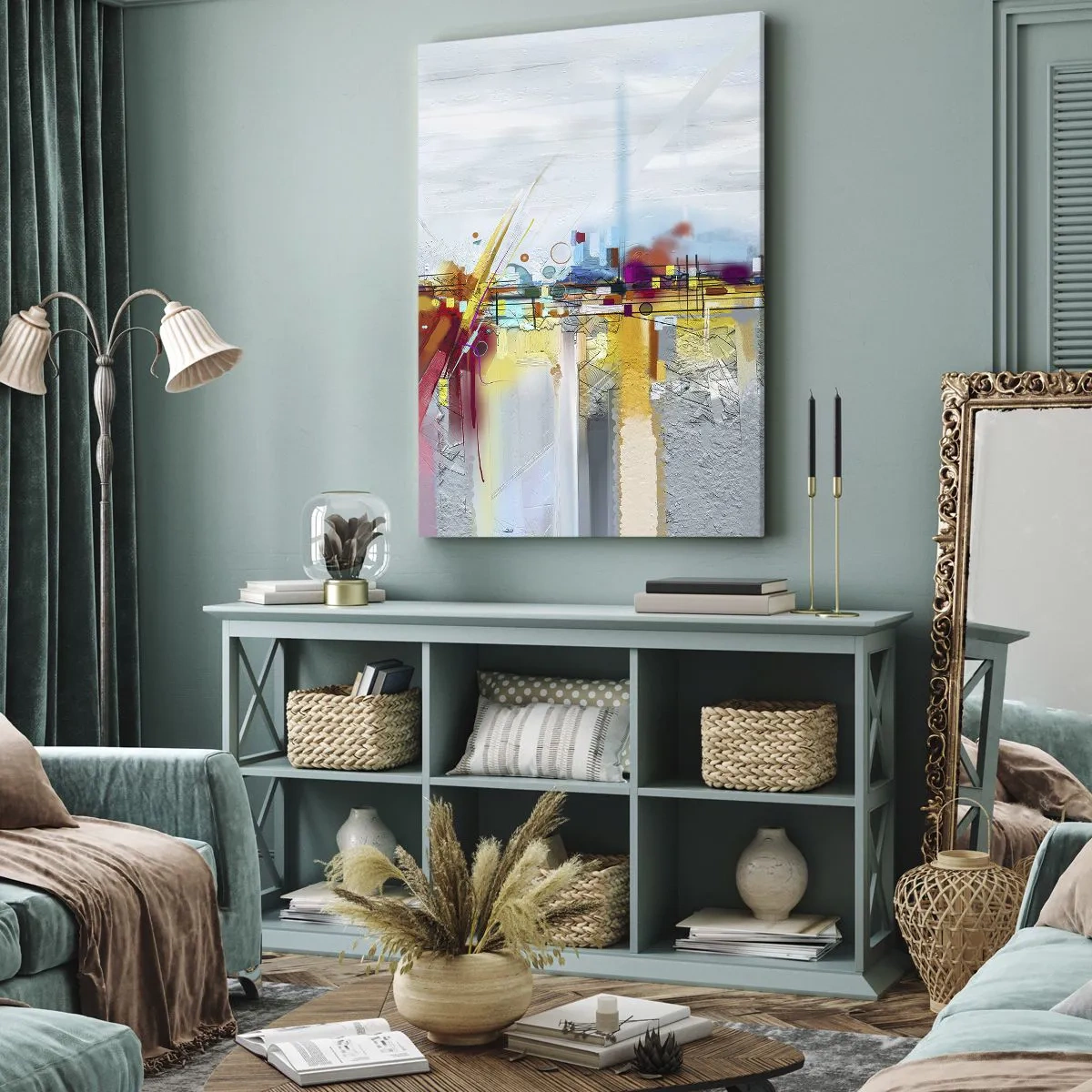 Obraz na plátně - Most radosti nad řekou života - 80x120 cm