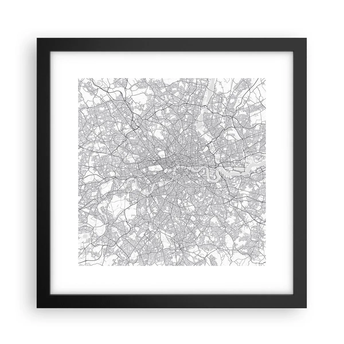 Plakát v černém rámu - Mapa londýnského labyrintu - 30x30 cm