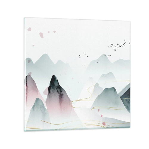 Obraz na skle - Přes vrcholy - 30x30 cm
