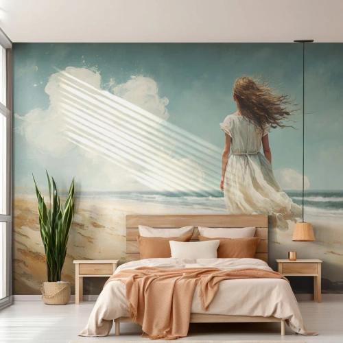 Fototapeta Premium Sand - Směrem k slunci a větru - Dívka, Pláž, Procházka - 150x105 cm