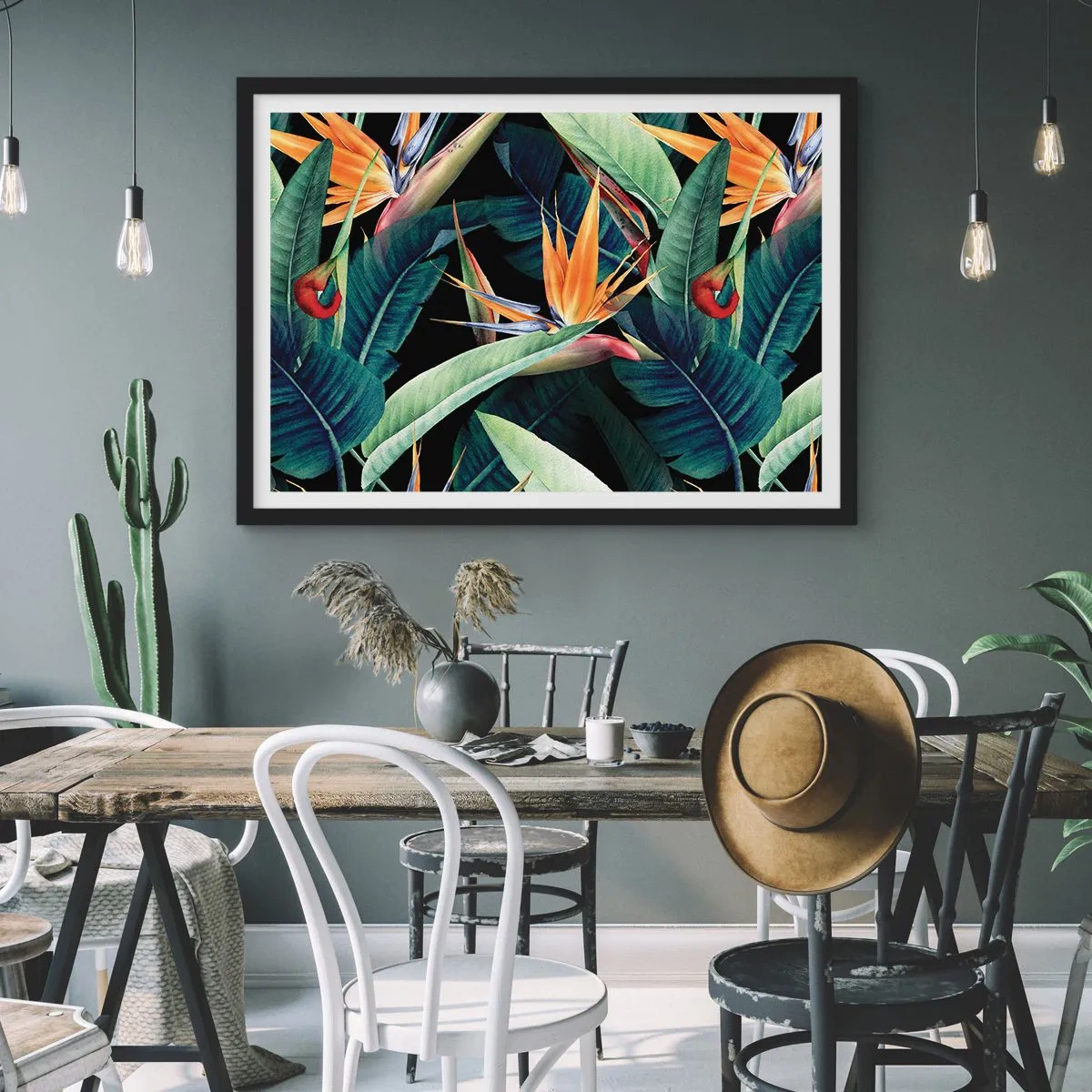 Plakát v černém rámu - Plamenné květy tropů - 91x61 cm