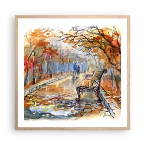 Plakát v rámu světlý dub - Společně putovat podzimem - 60x60 cm