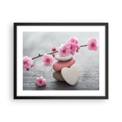 Plakát v černém rámu - Blaženost s višňovým květem - 50x40 cm