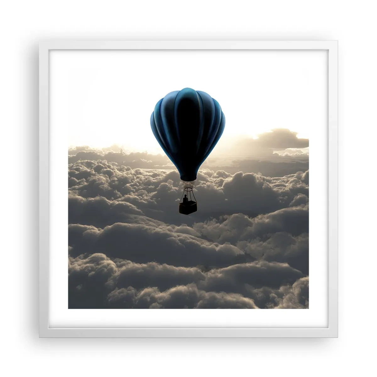 Plakát v bílém rámu - Poutník nad oblaky - 50x50 cm
