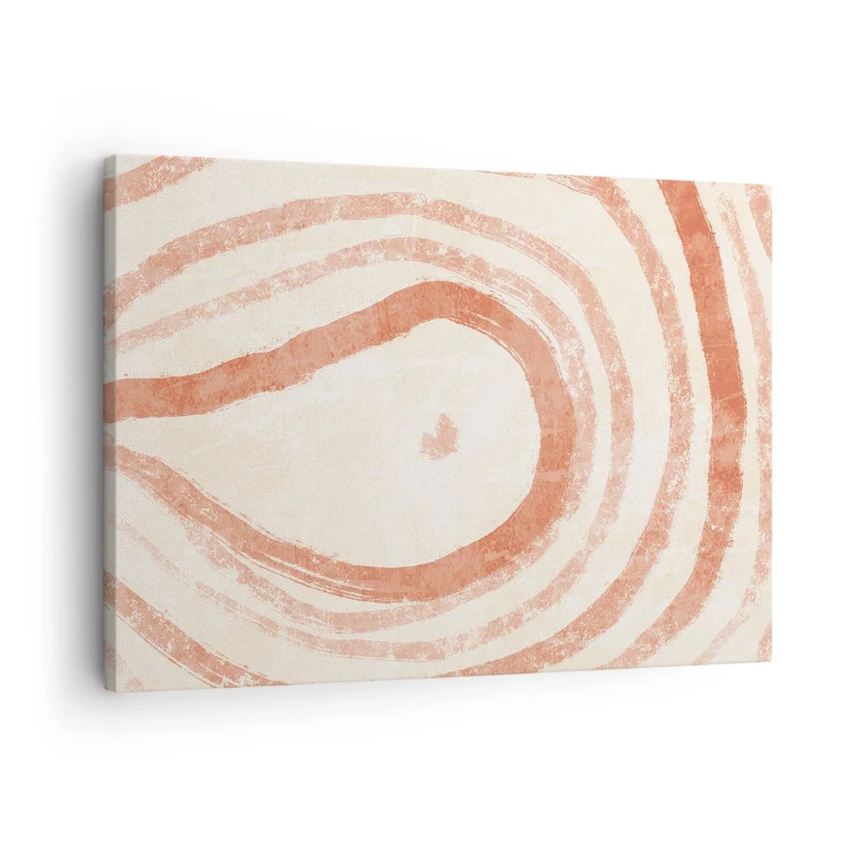 Obraz na plátně - Abstraktní motiv soustředných linií v odstínech terakoty. - 70x50cm - Korálové kruhy – kompozice - Moderní nástěnná dekorace do obývacího pokoje a ložnice ARTTOR