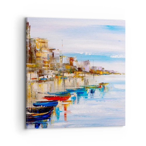 Obraz na plátně - Vícebarevný městský přístav - 70x70 cm