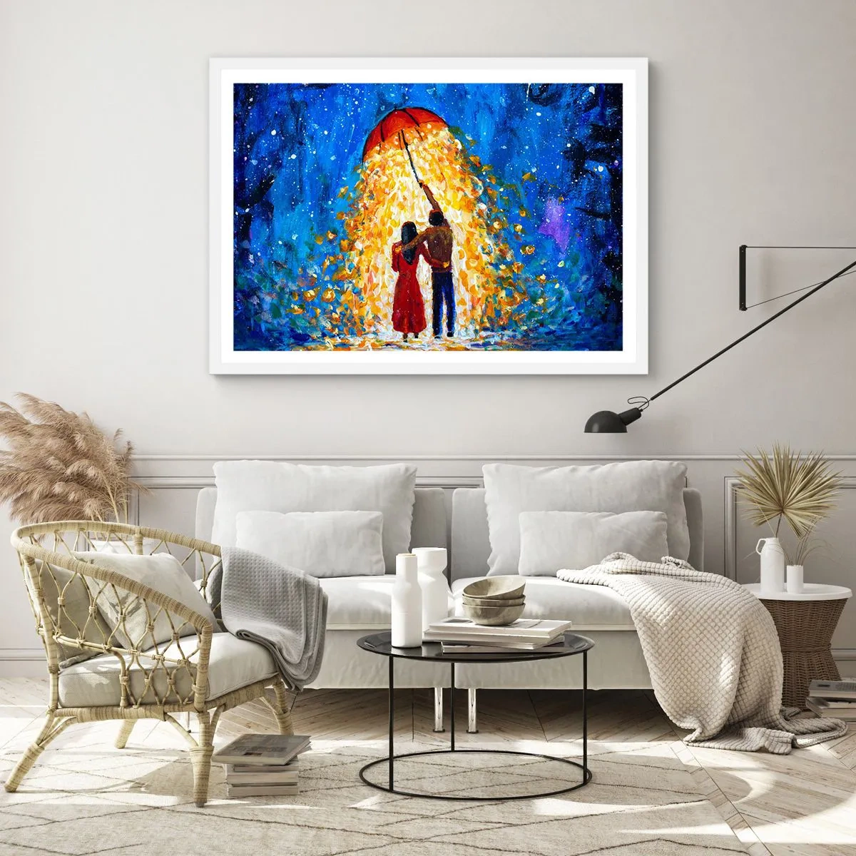 Plakát v bílém rámu - Magie deštivého večera? - 70x50 cm