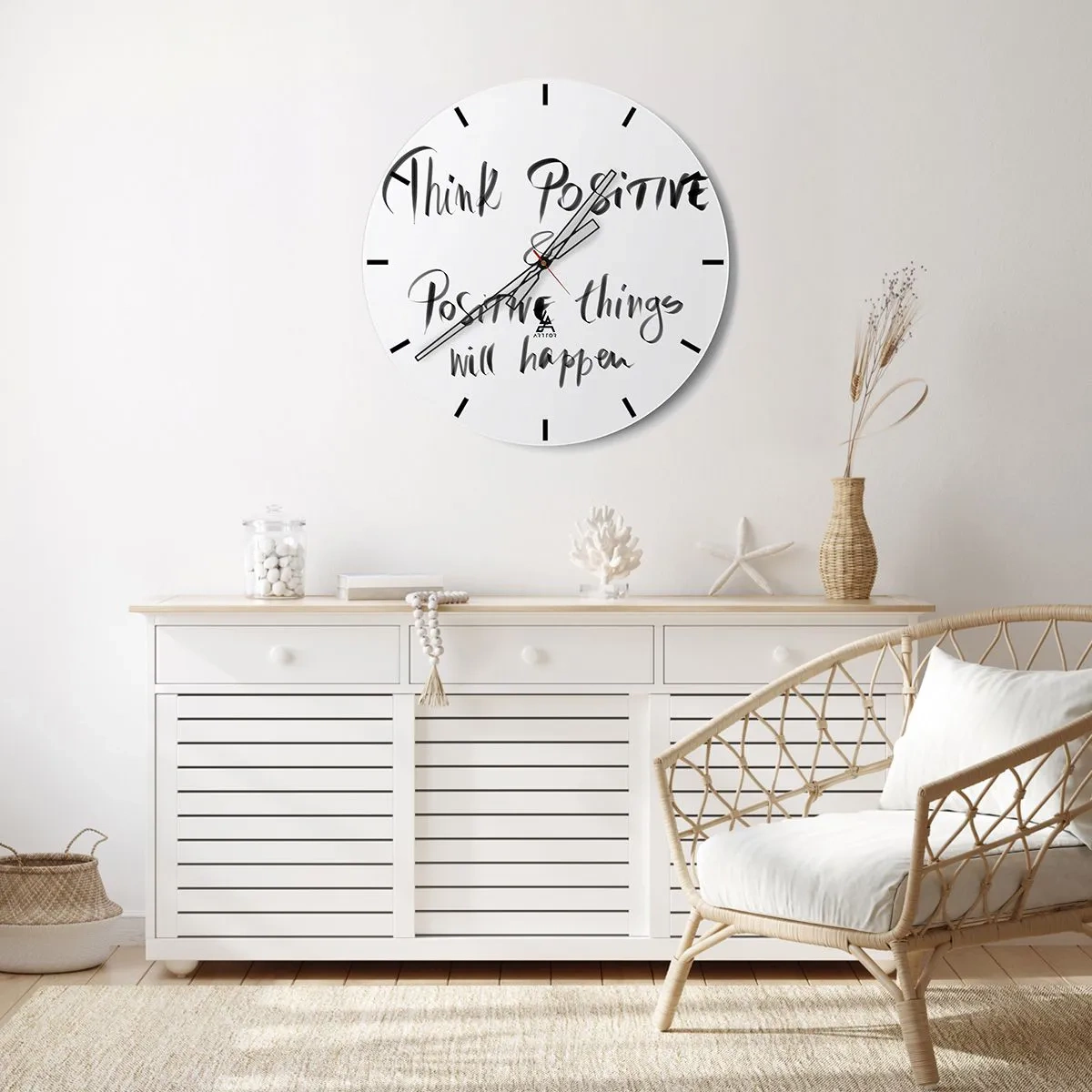 Nástěnné hodiny - Motivační nápis v uměleckém stylu - 30x30cm - Jak žít? - Moderní nástěnná dekorace do obývacího pokoje, kuchyně a ložnice ARTTOR