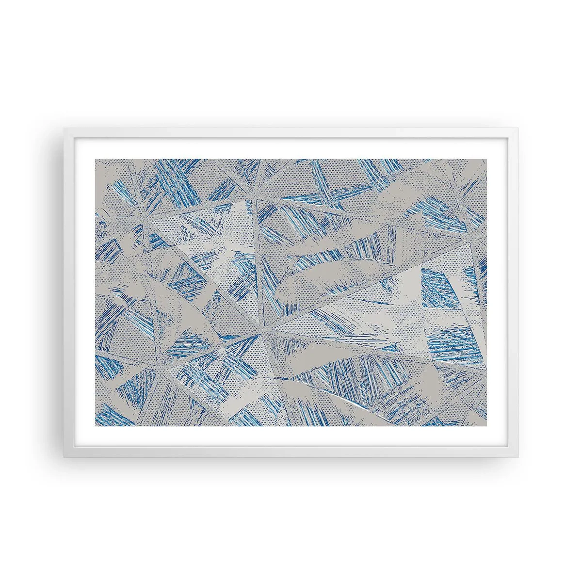 Plakát v bílém rámu - V šedomodrém labyrintu - 70x50 cm