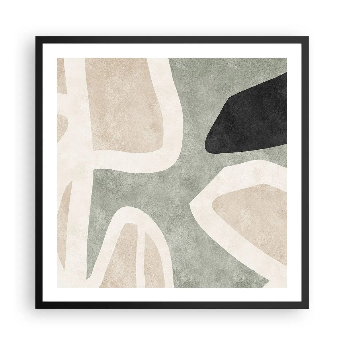 Plakát v černém rámu - Kompozice s černým motivem - 60x60 cm