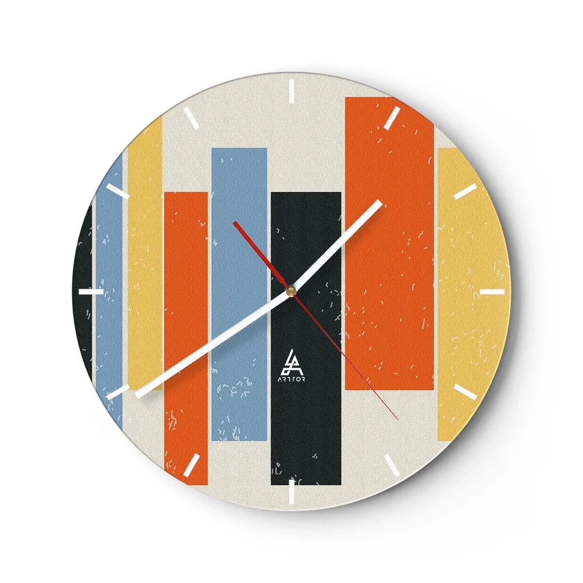 Nástěnné hodiny - Svislé retro pruhy v teplých barvách - 30x30cm - Záznam hudby - Moderní nástěnná dekorace do obývacího pokoje, kuchyně a ložnice ARTTOR