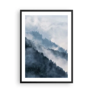 Plakát v černém rámu - Mlžné hory pokryté lesem - 50x70cm - Horská mystika - Moderní nástěnná dekorace do obývacího pokoje a ložnice ARTTOR