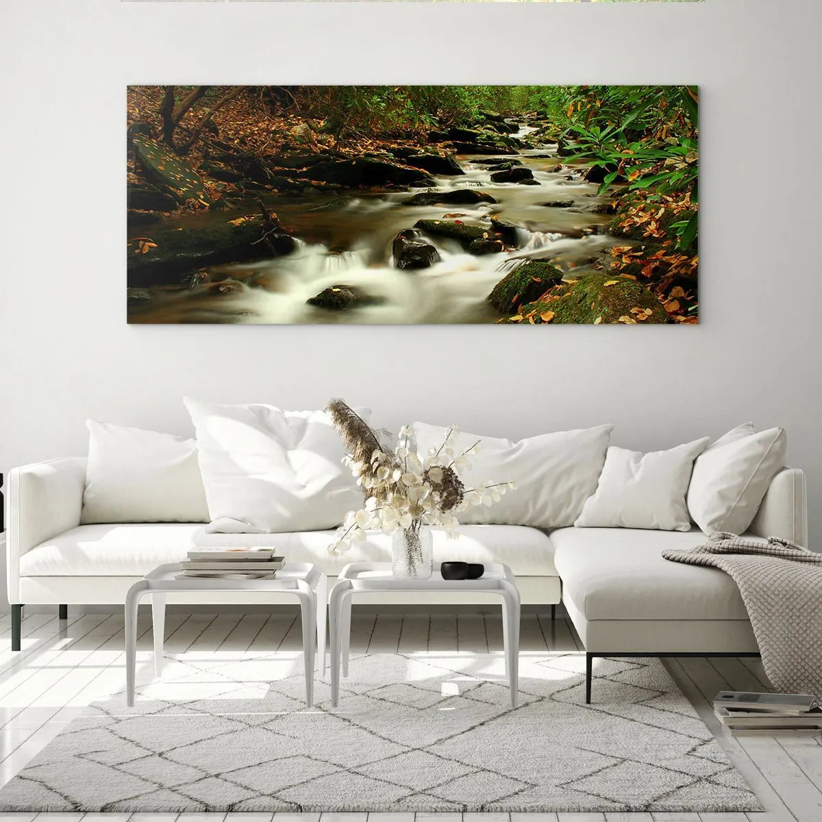 Obraz na skle - Jako tekuté stříbro - 90x30 cm