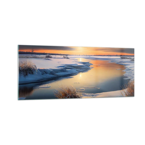 Obraz na skle - Zimní západ slunce - 100x40 cm