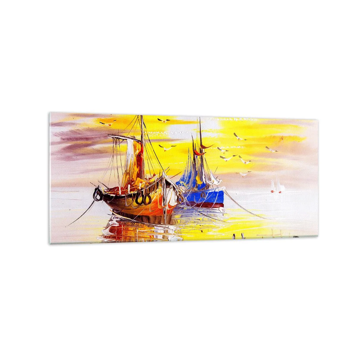 Obraz na skle - Zasloužený odpočinek v přístavu - 120x50 cm