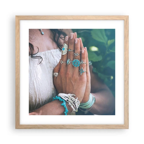 Plakát v rámu světlý dub - Vítejte v centru bytí - 40x40 cm