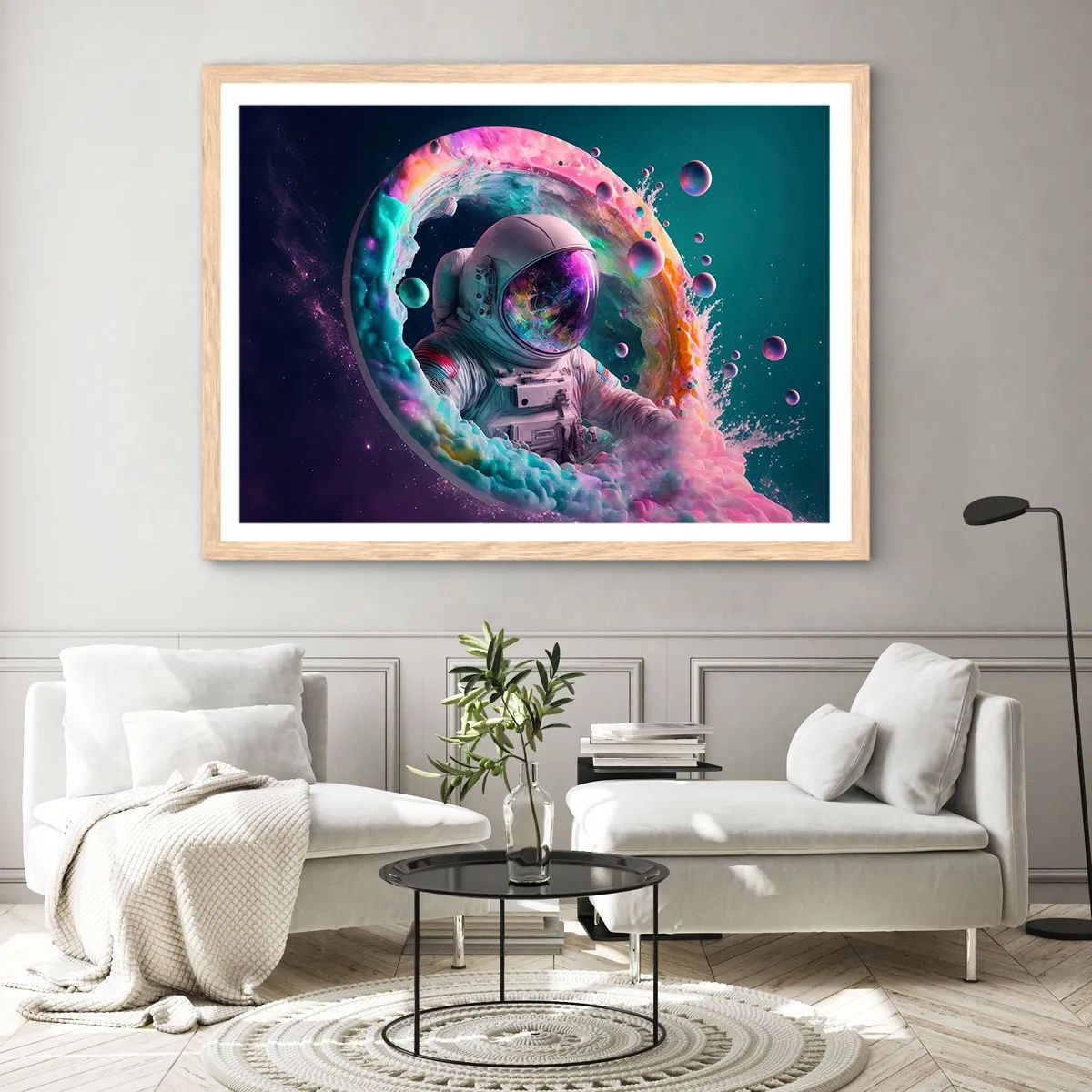 Plakát v rámu světlý dub - Hvězdná brána - 100x70 cm