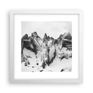 Plakát v bílém rámu - Hrozivý žulový hřeben - 30x30 cm