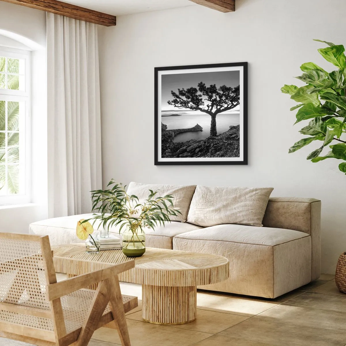 Plakát v černém rámu - Klid až k horizontu - 50x50 cm