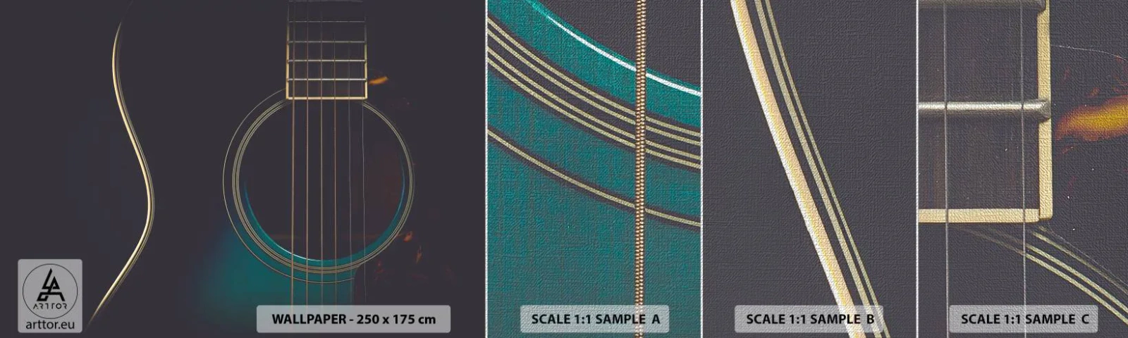 Vzor Fototapety Premium Canvas - Okamžik, než to zazní - Kytara, Hudba, Struny - 100x30 cm