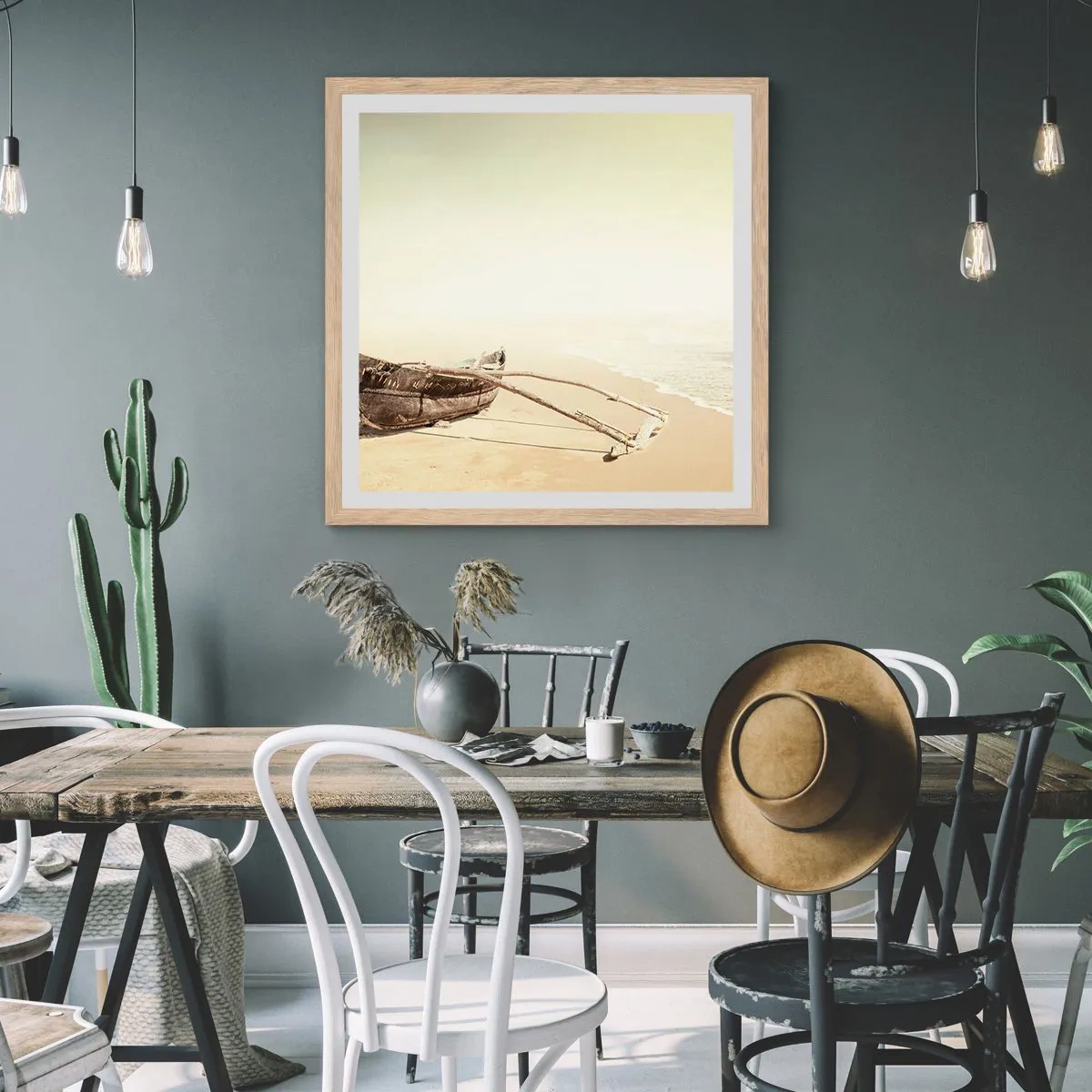 Plakát v rámu světlý dub - Vzpomínka na jižní moře - 50x50 cm