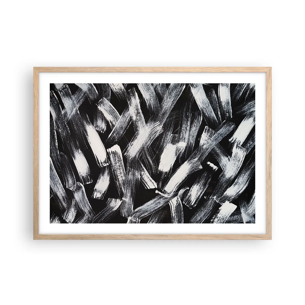 Plakát v rámu světlý dub - Abstrakce v industriálním duchu - 70x50 cm