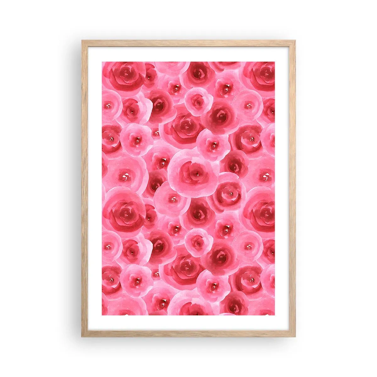Plakát v rámu světlý dub - Růže dole i nahoře - 50x70 cm