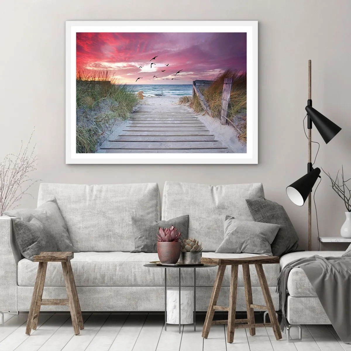 Plakát v bílém rámu - Baltská imprese - 100x70 cm