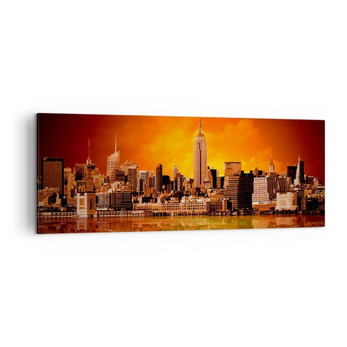 Obraz na plátně - Panorama velkoměsta ve žluté a hnědé - 140x50 cm