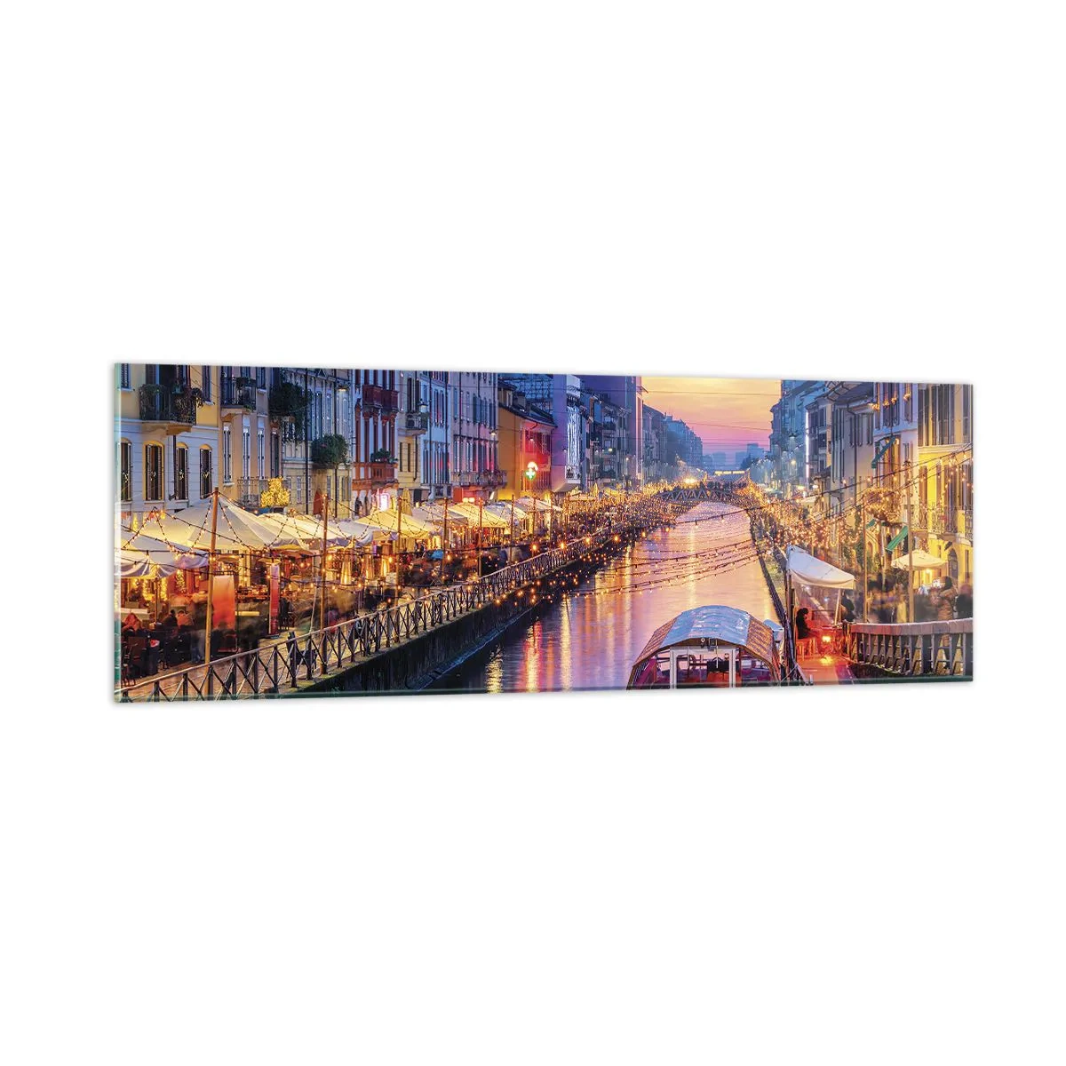 Obraz na skle - Večer plný světla a zábavy - 90x30 cm