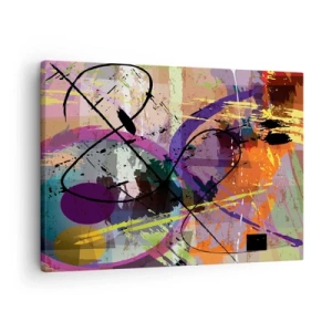 Obraz na plátně - Barevný abstraktní vzor s dynamickými liniemi a tvary. - 70x50cm - Lze přímo nebo kolem - Moderní nástěnná dekorace do obývacího pokoje a ložnice ARTTOR