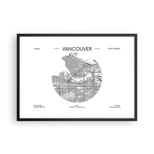 Plakát v černém rámu - Anatomie Vancouveru - 70x50 cm