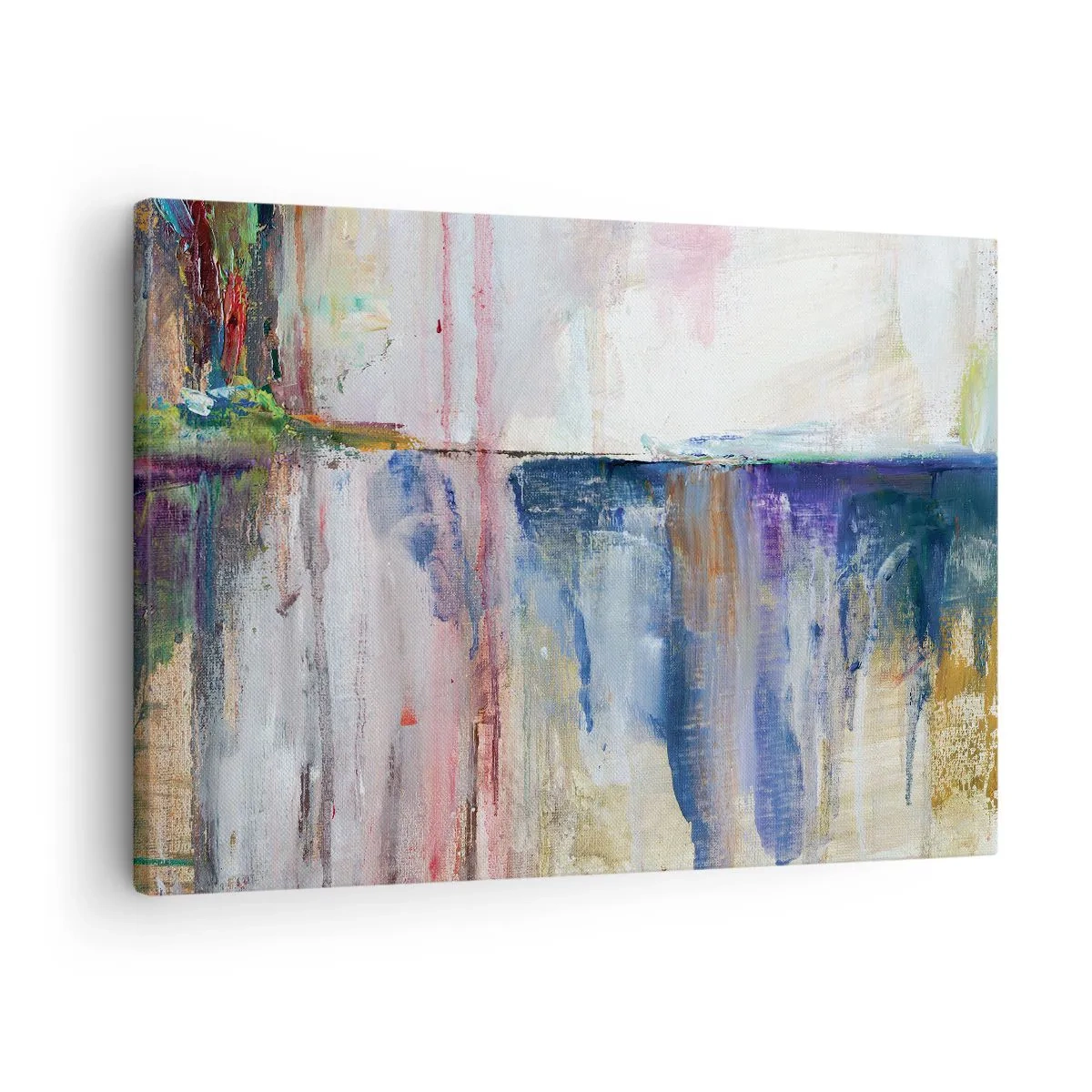 Obraz na plátně - Abstraktní kompozice barev s efektem odrazu na plátně. - 70x50cm - Barevné dojmy a asociace - Moderní nástěnná dekorace do obývacího pokoje a ložnice ARTTOR