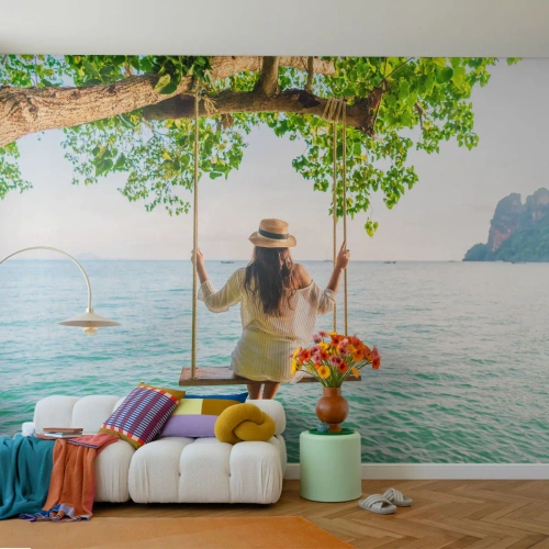 Fototapeta Samolepicí Deluxe Sticker - Život je krásný - Relaxace, Houpačka, Žena - 100x70 cm