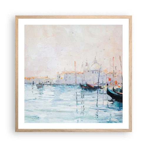Plakát v rámu světlý dub - Za vodou, za mlhou - 60x60 cm